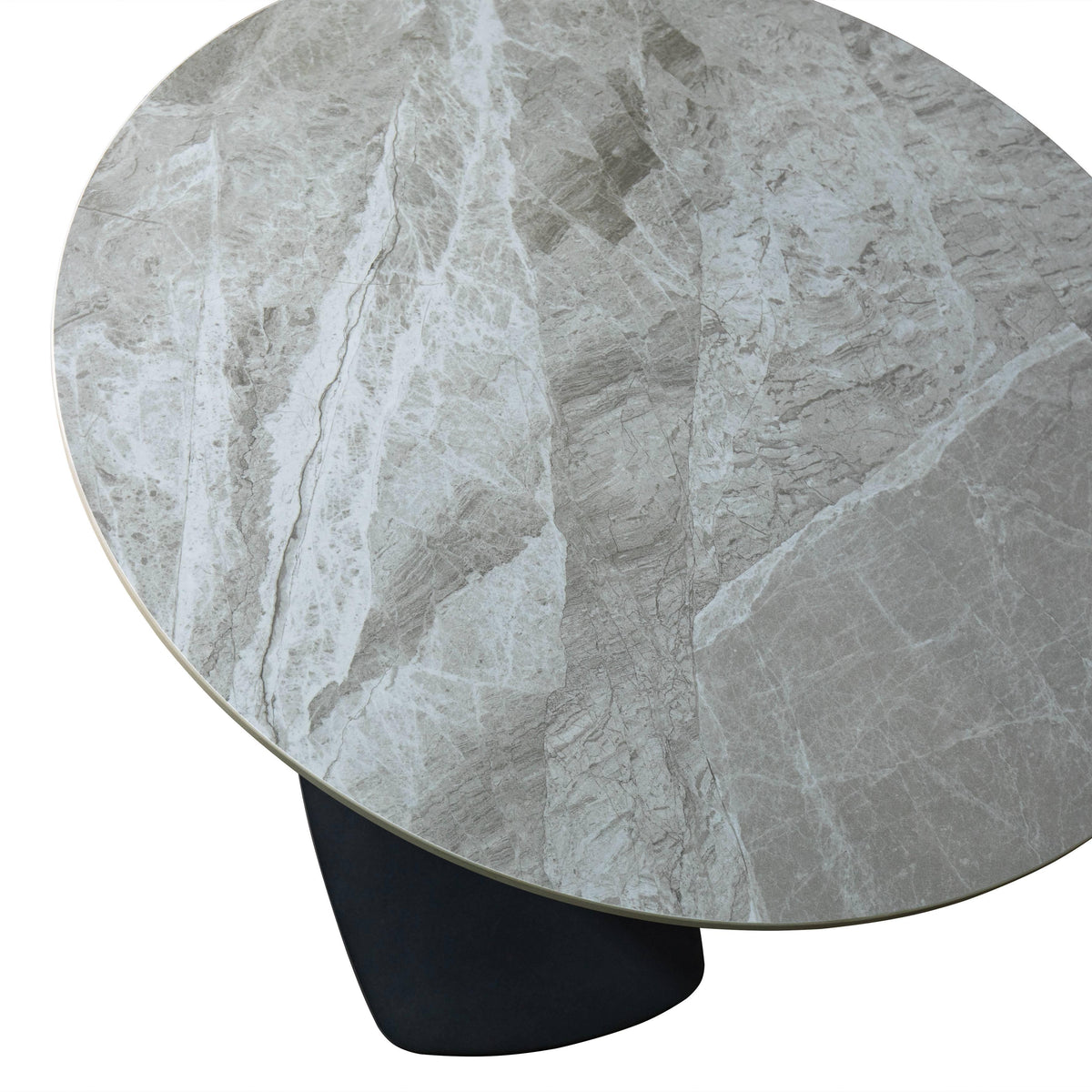 Vail Collection Dining Table Black Rectangle Base With 27"/36" Round Stone Top - Elax Furniture