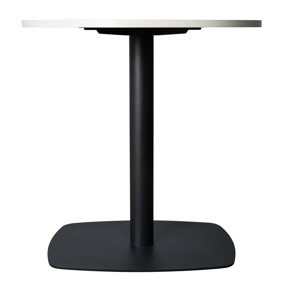 LeisureMod Vail Collection Dining Table Black Rectangle Base With 27"/36" Round Dark Brown MDF Top - Elax Furniture