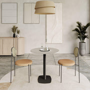 Vail Collection Dining Table Black Rectangle Base With 27"/36" Round Stone Top - Elax Furniture
