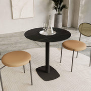 Vail Collection Dining Table Black Rectangle Base With 27"/36" Round Stone Top - Elax Furniture