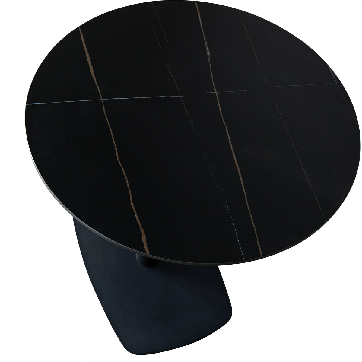 Vail Collection Dining Table Black Rectangle Base With 27"/36" Round Stone Top - Elax Furniture