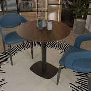 LeisureMod Vail Collection Dining Table Black Rectangle Base With 27"/36" Round Dark Brown MDF Top - Elax Furniture