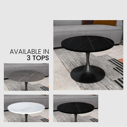 Verve 24” Round Coffee Table with Sintered Stone Top and Stainless Steel Base - Elax Furniture