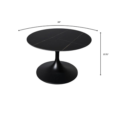 Verve 24” Round Coffee Table with Sintered Stone Top and Stainless Steel Base - Elax Furniture