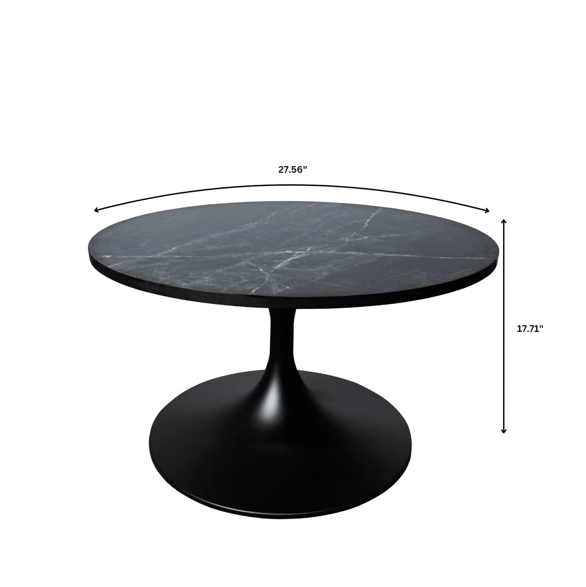 Verve 27” Round Coffee Table with MDF Top and Stainless Steel Base - Elax Furniture