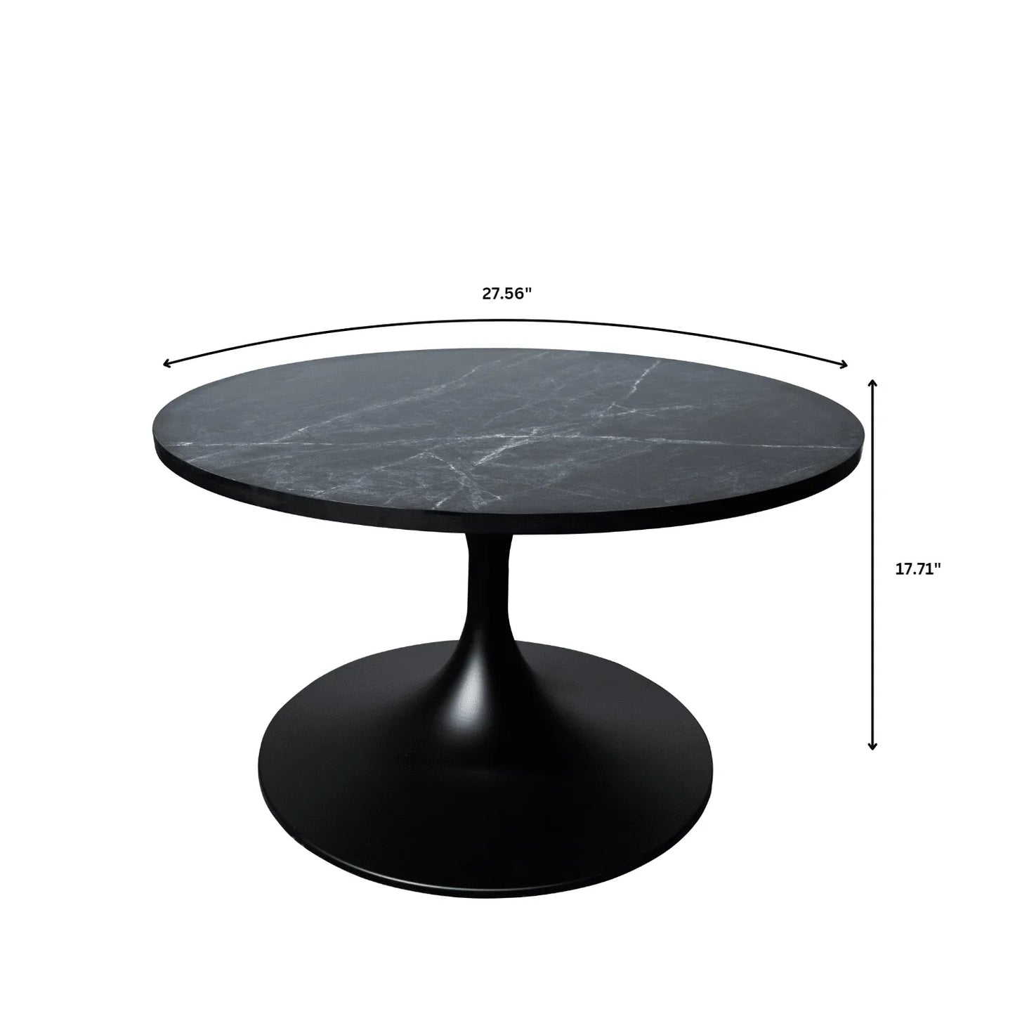 Verve 27” Round Coffee Table with MDF Top and Stainless Steel Base - Elax Furniture