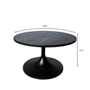 Verve 27” Round Coffee Table with MDF Top and Stainless Steel Base - Elax Furniture