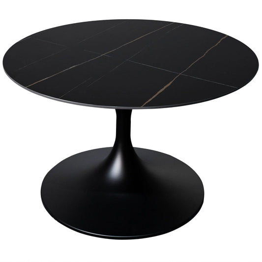 Verve 27” Round Coffee Table with Sintered Stone Top and Stainless Steel Base - Elax Furniture