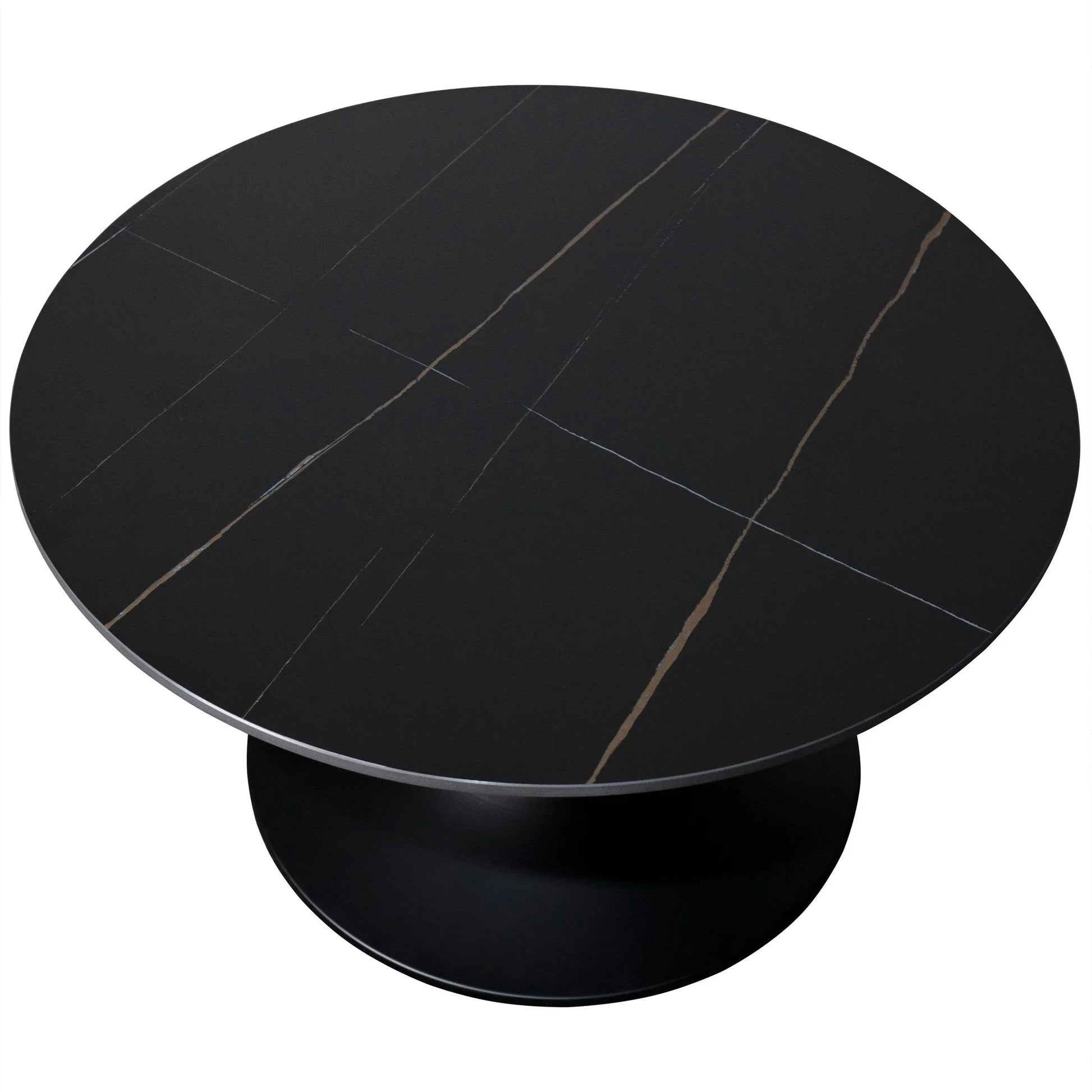 Verve 27” Round Coffee Table with Sintered Stone Top and Stainless Steel Base - Elax Furniture