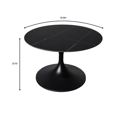 Verve 27” Round Coffee Table with Sintered Stone Top and Stainless Steel Base - Elax Furniture