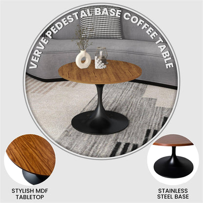 Verve 27” Round Coffee Table with MDF Top and Stainless Steel Base - Elax Furniture