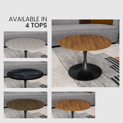 Verve 27” Round Coffee Table with MDF Top and Stainless Steel Base - Elax Furniture