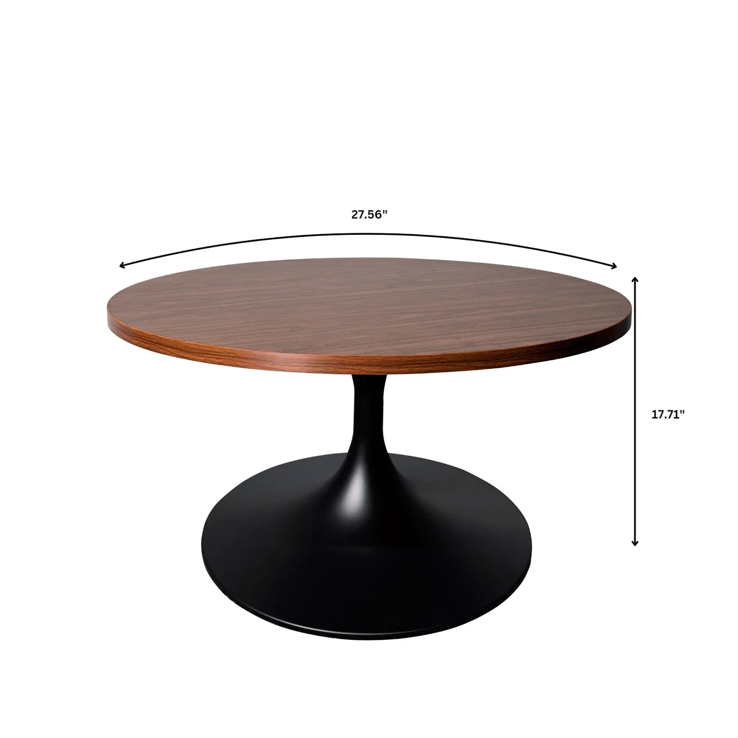 Verve 27” Round Coffee Table with MDF Top and Stainless Steel Base - Elax Furniture