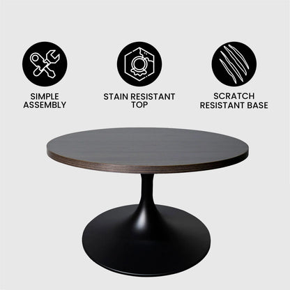 Verve 27” Round Coffee Table with MDF Top and Stainless Steel Base - Elax Furniture