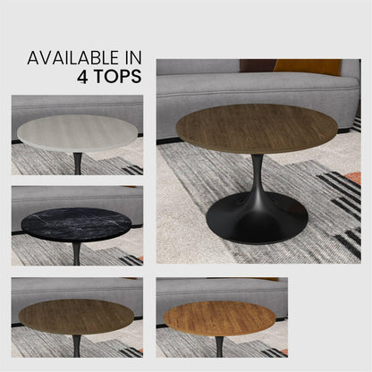 Verve 27” Round Coffee Table with MDF Top and Stainless Steel Base - Elax Furniture