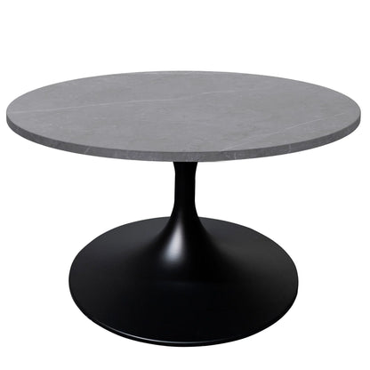 Verve 27” Round Coffee Table with Sintered Stone Top and Stainless Steel Base - Elax Furniture