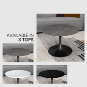 Verve 27” Round Coffee Table with Sintered Stone Top and Stainless Steel Base - Elax Furniture