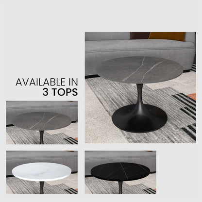 Verve 27” Round Coffee Table with Sintered Stone Top and Stainless Steel Base - Elax Furniture