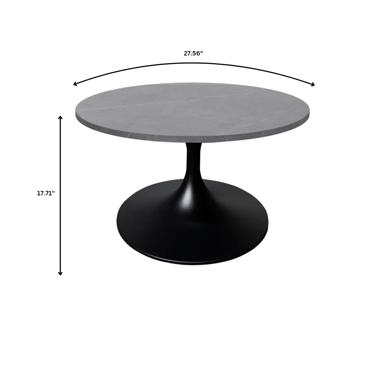 Verve 27” Round Coffee Table with Sintered Stone Top and Stainless Steel Base - Elax Furniture