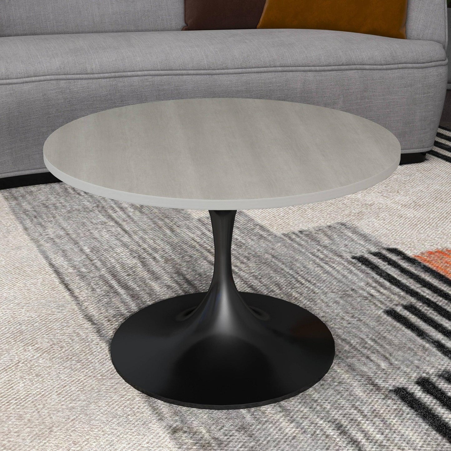 Verve 27” Round Coffee Table with MDF Top and Stainless Steel Base - Elax Furniture