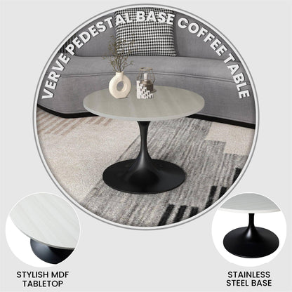 Verve 27” Round Coffee Table with MDF Top and Stainless Steel Base - Elax Furniture