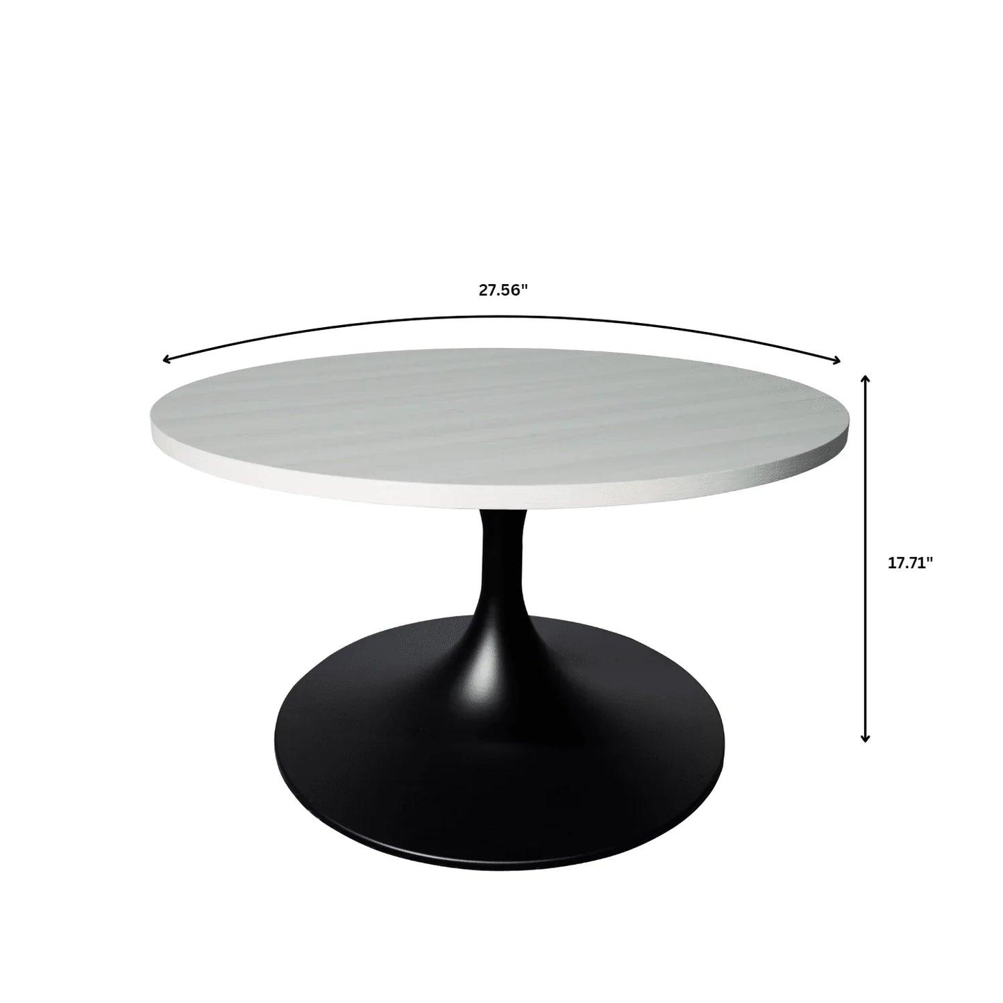 Verve 27” Round Coffee Table with MDF Top and Stainless Steel Base - Elax Furniture