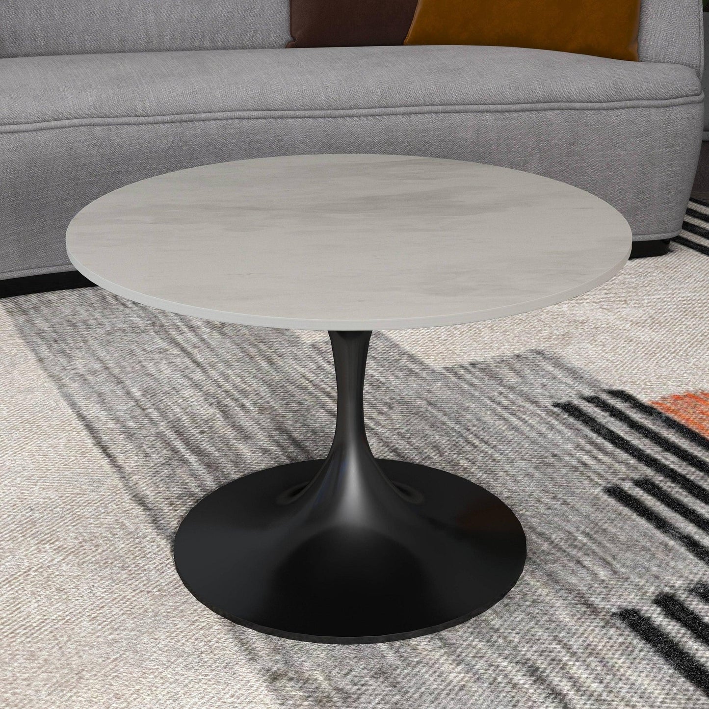 Verve 27” Round Coffee Table with Resin Top and Stainless Steel Base - Elax Furniture