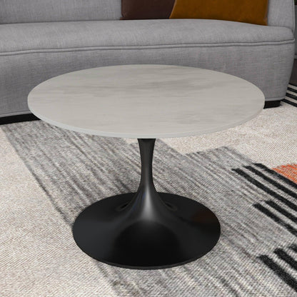 Verve 27” Round Coffee Table with Resin Top and Stainless Steel Base - Elax Furniture