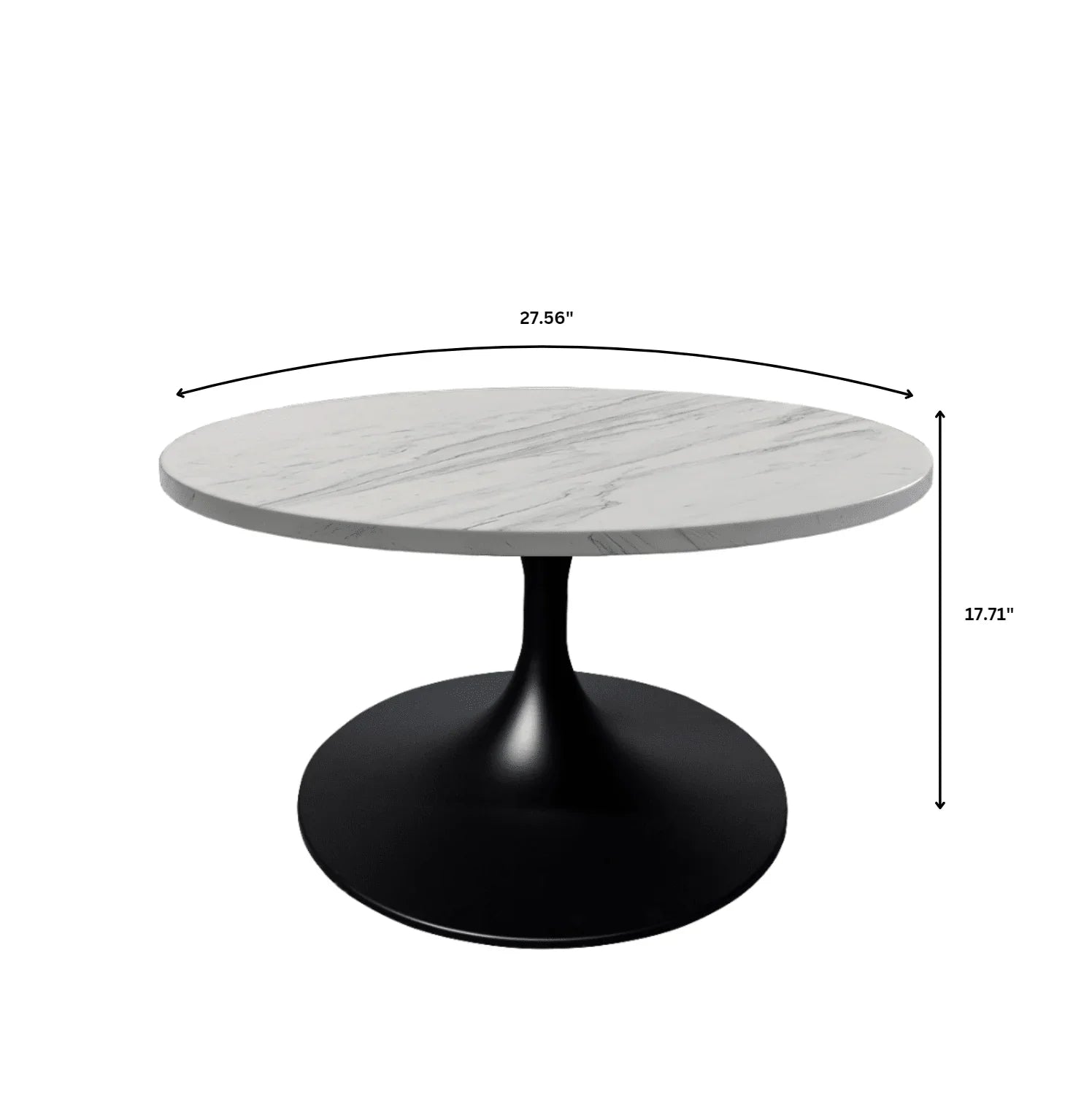 Verve 27” Round Coffee Table with Resin Top and Stainless Steel Base - Elax Furniture