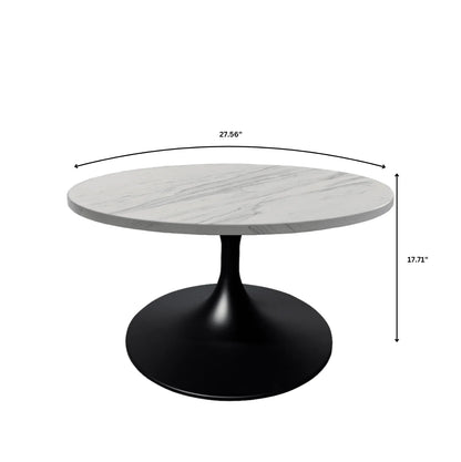 Verve 27” Round Coffee Table with Resin Top and Stainless Steel Base - Elax Furniture