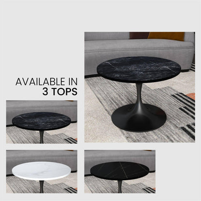 Verve 27” Round Coffee Table with Sintered Stone Top and Stainless Steel Base - Elax Furniture