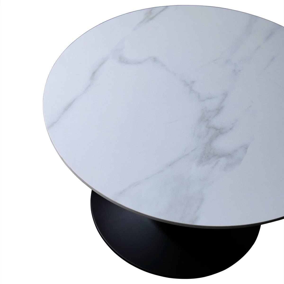 Verve 27” Round Coffee Table with Sintered Stone Top and Stainless Steel Base - Elax Furniture