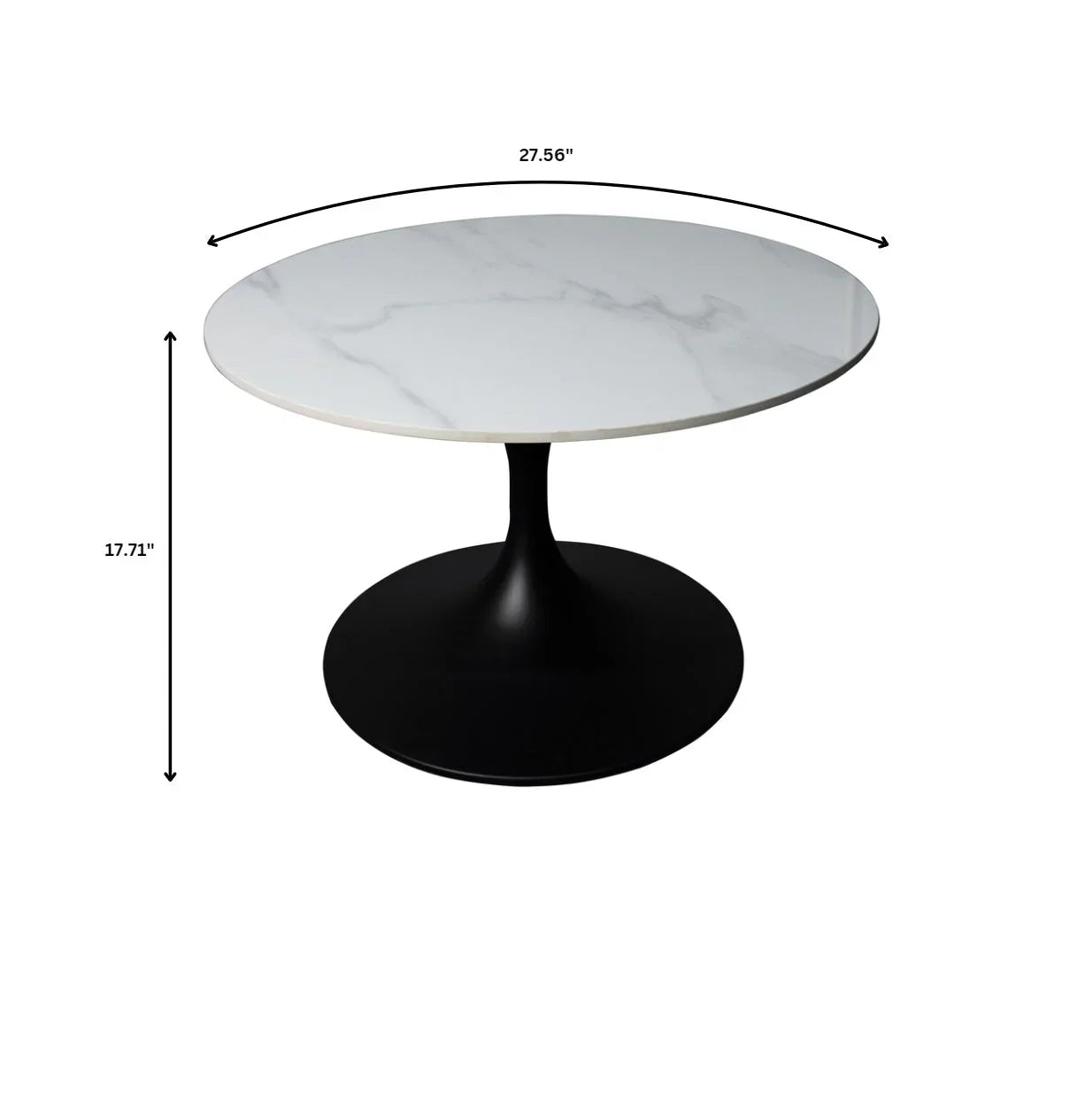 Verve 27” Round Coffee Table with Sintered Stone Top and Stainless Steel Base - Elax Furniture