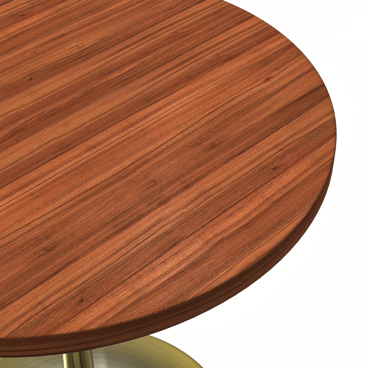 Verve Round Dining Table with MDF/Sintered Stone/Resin Tabletop in Gold Stainless Steel Pedestal Base MDF 27 Inch Cognac Brown Dining Table Leisuremod