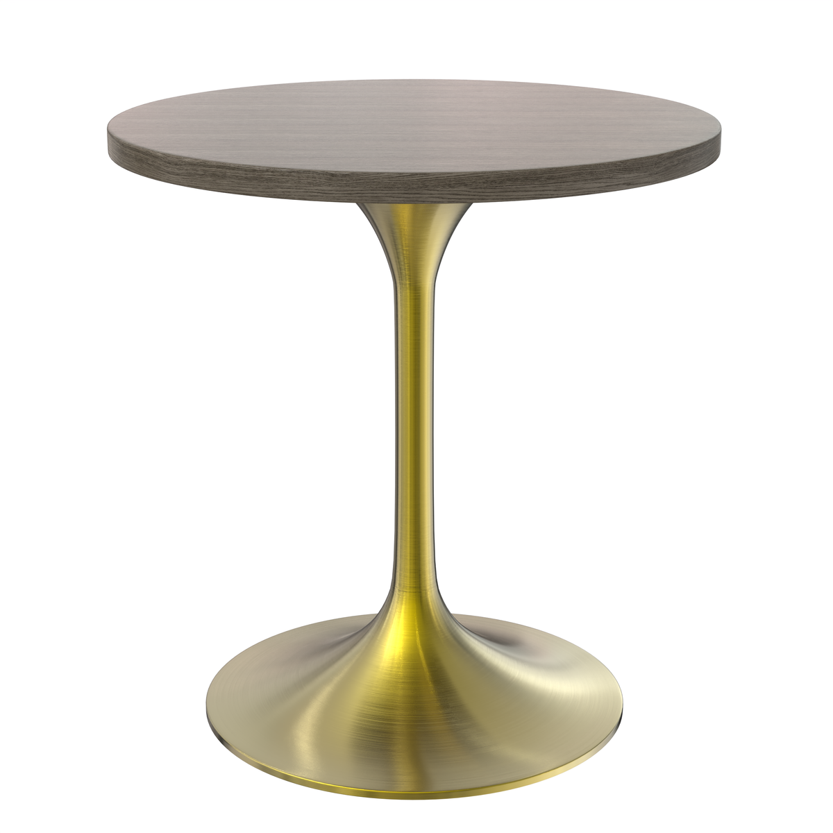 Verve Round Dining Table with MDF/Sintered Stone/Resin Tabletop in Gold Stainless Steel Pedestal Base MDF 27 Inch Dark Maple Dining Table Leisuremod