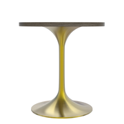 Verve Round Dining Table with MDF/Sintered Stone/Resin Tabletop in Gold Stainless Steel Pedestal Base MDF 27 Inch Dark Maple Dining Table Leisuremod
