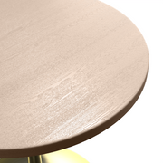 Verve Round Dining Table with MDF/Sintered Stone/Resin Tabletop in Gold Stainless Steel Pedestal Base MDF 27 Inch Natural Wood Dining Table Leisuremod