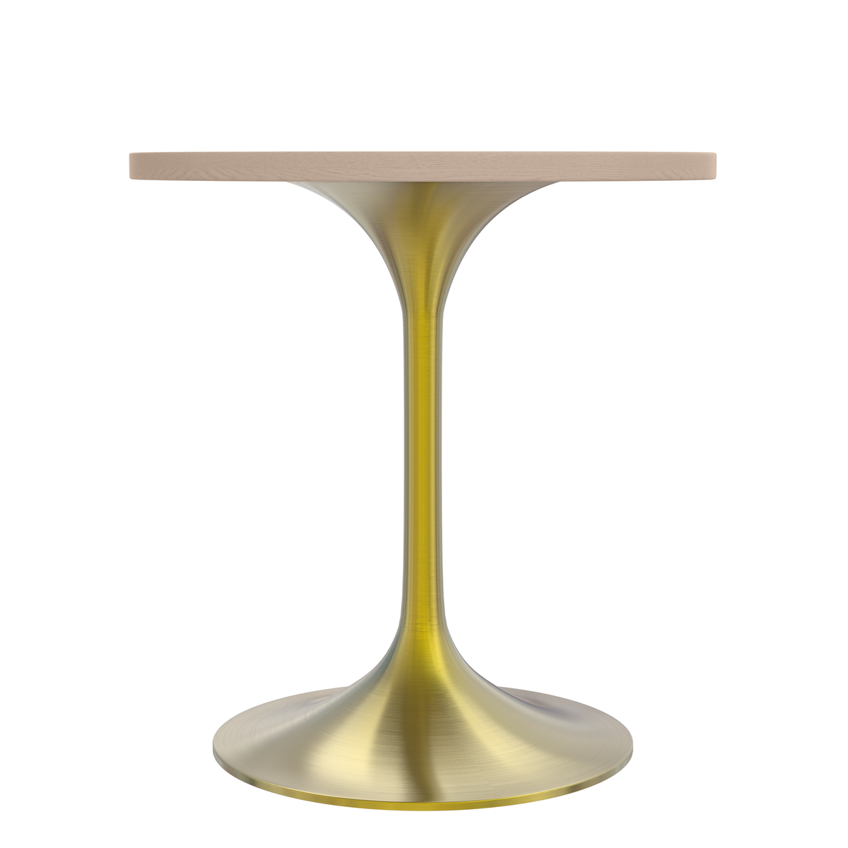 Verve Round Dining Table with MDF/Sintered Stone/Resin Tabletop in Gold Stainless Steel Pedestal Base MDF 27 Inch Natural Wood Dining Table Leisuremod