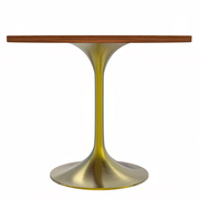 Verve Round Dining Table with MDF/Sintered Stone/Resin Tabletop in Gold Stainless Steel Pedestal Base MDF 36 Inch Cognac Brown Dining Table Leisuremod