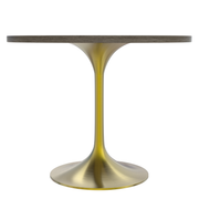 Verve Round Dining Table with MDF/Sintered Stone/Resin Tabletop in Gold Stainless Steel Pedestal Base MDF 36 Inch Dark Maple Dining Table Leisuremod