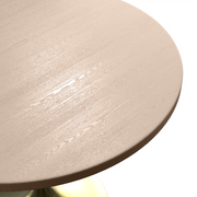 Verve Round Dining Table with MDF/Sintered Stone/Resin Tabletop in Gold Stainless Steel Pedestal Base MDF 36 Inch Natural Wood Dining Table Leisuremod