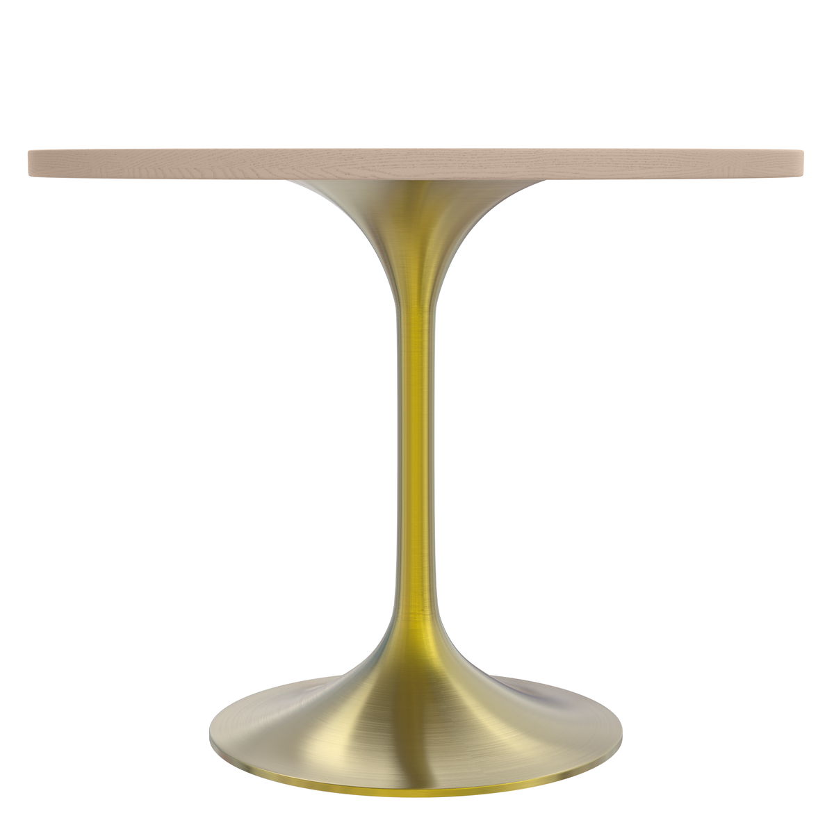 Verve Round Dining Table with MDF/Sintered Stone/Resin Tabletop in Gold Stainless Steel Pedestal Base MDF 36 Inch Natural Wood Dining Table Leisuremod