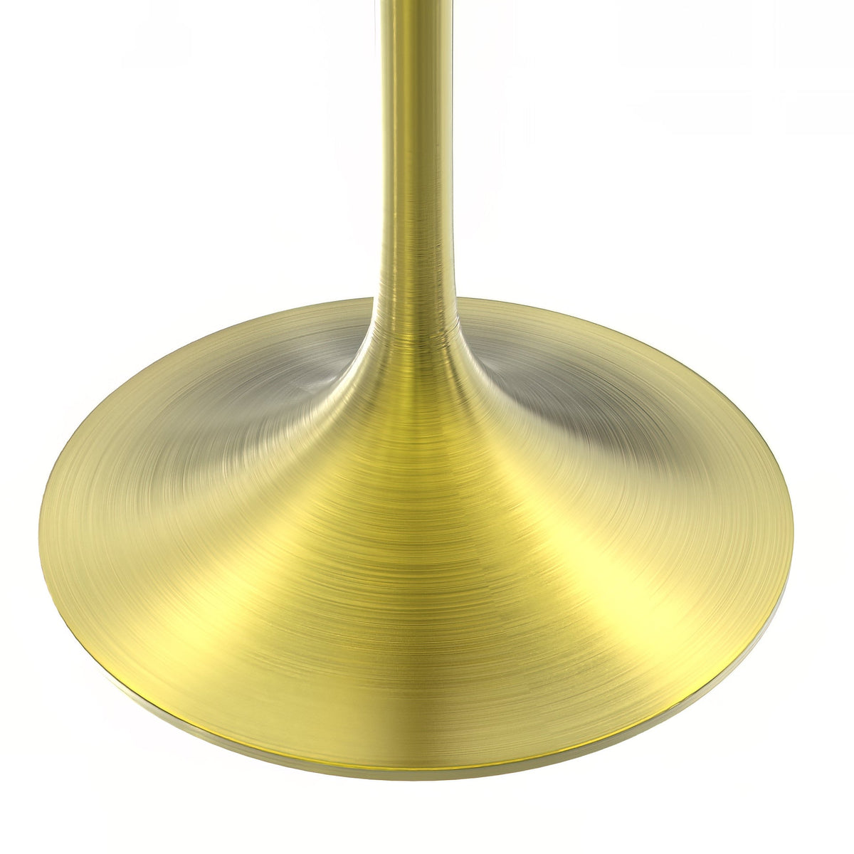Verve Round Dining Table with MDF/Sintered Stone/Resin Tabletop in Gold Stainless Steel Pedestal Base MDF 48 Inch Natural Wood Dining Table Leisuremod