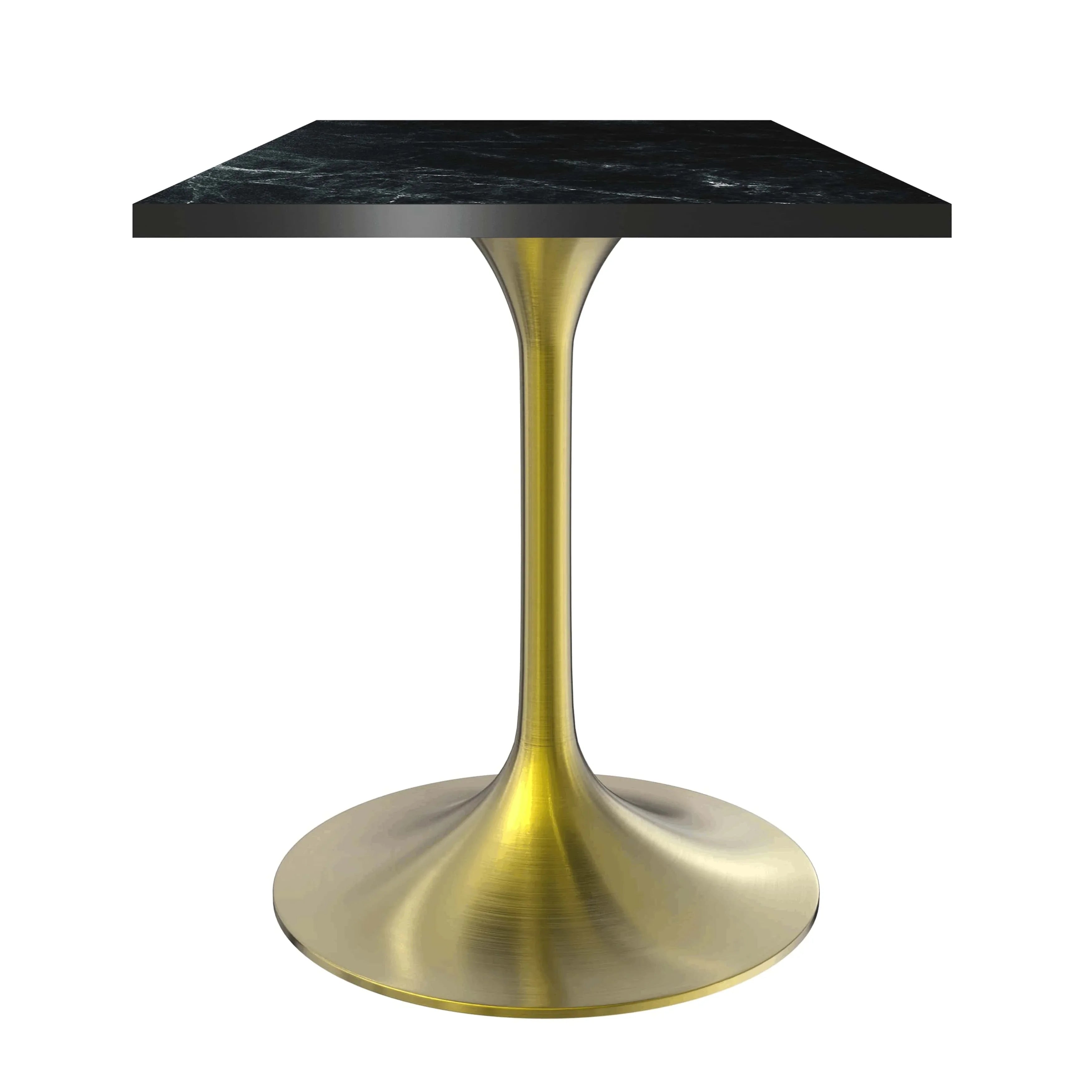 LeisureMod Verve Collection 24"Square Dining Table, Black/White/Brushed Gold Base with Black MDF Top - Elax Furniture