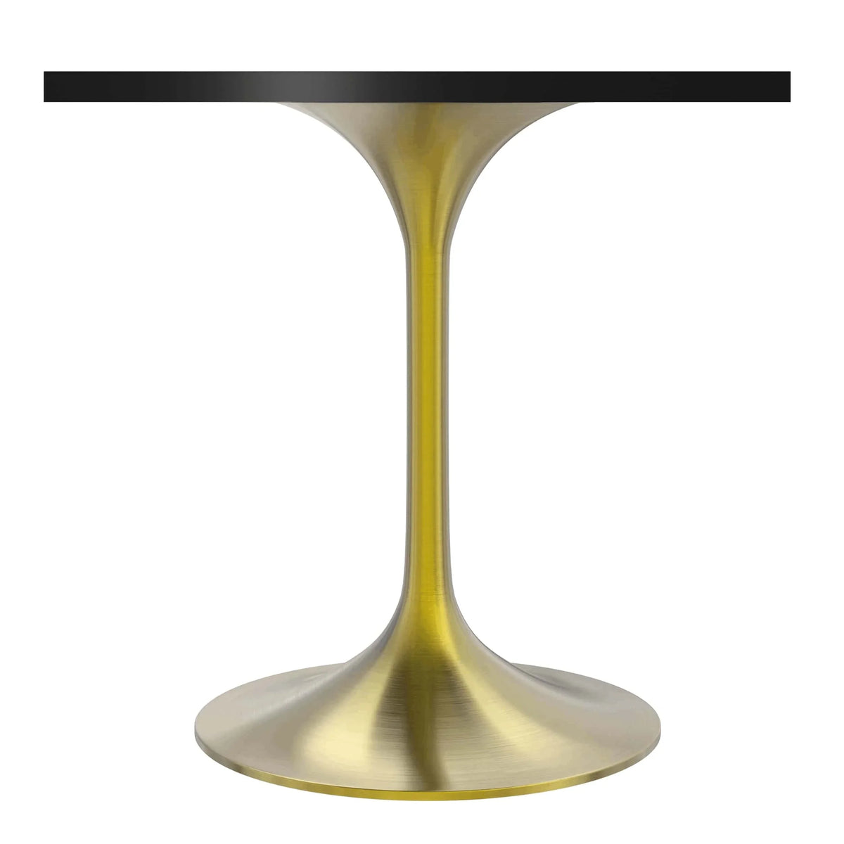 LeisureMod Verve Collection 24"Square Dining Table, Black/White/Brushed Gold Base with Black MDF Top - Elax Furniture
