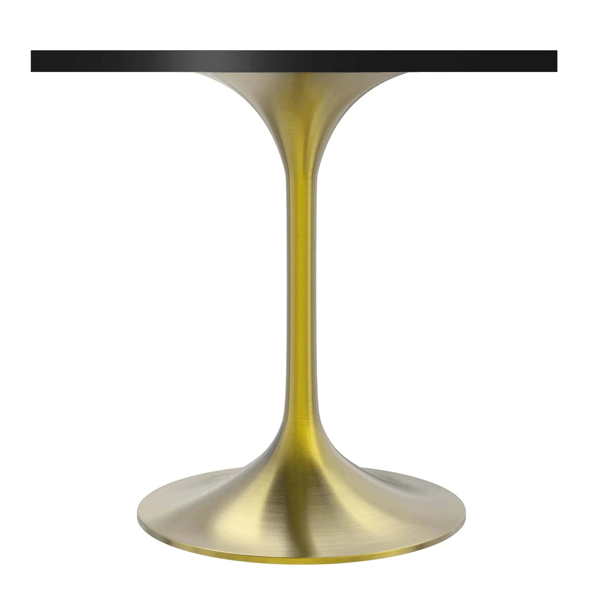 LeisureMod Verve Collection 24"Square Dining Table, Black/White/Brushed Gold Base with Black MDF Top - Elax Furniture