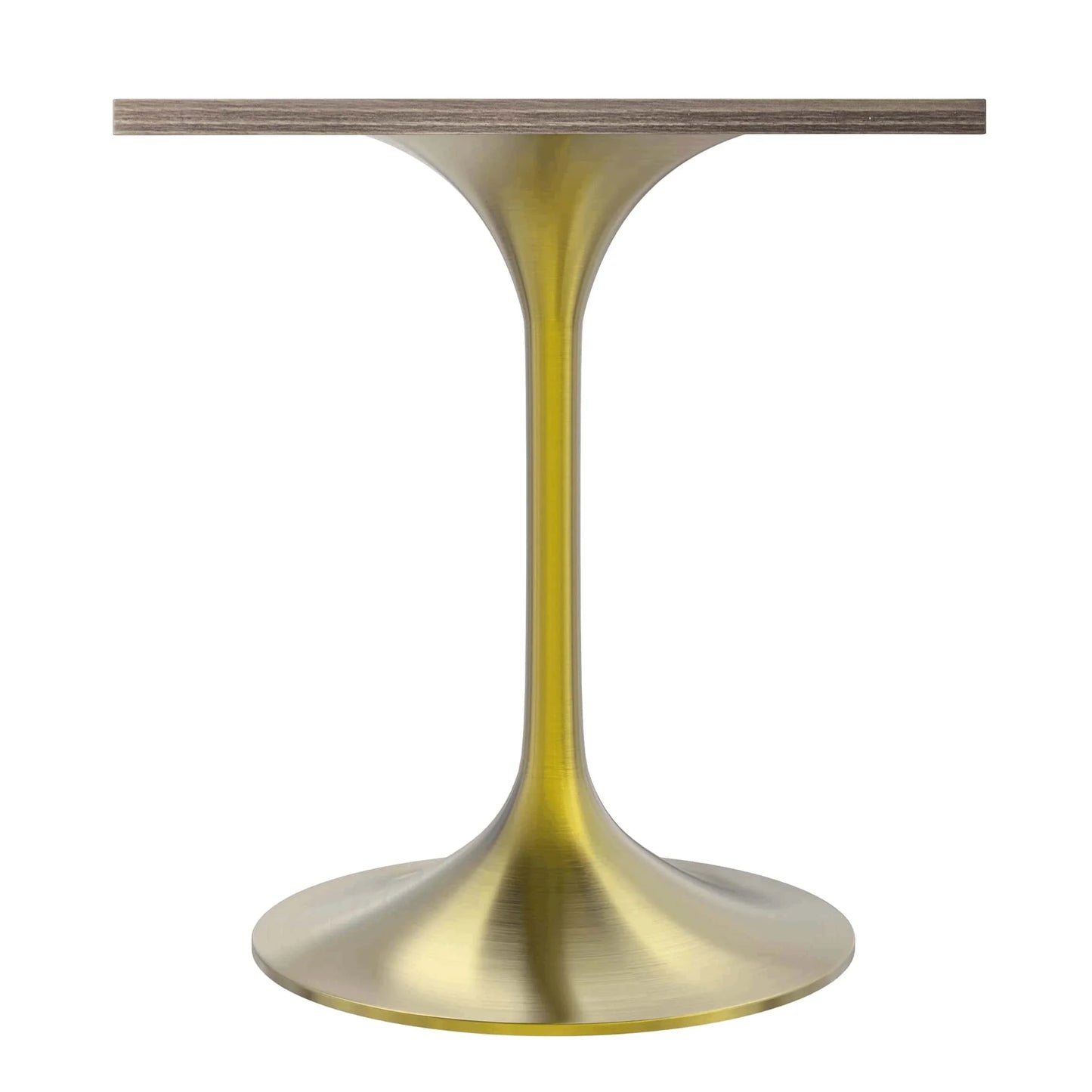 LeisureMod Verve Collection 24"Square Dining Table, Black/White/Brushed Gold Base with Black MDF Top - Elax Furniture