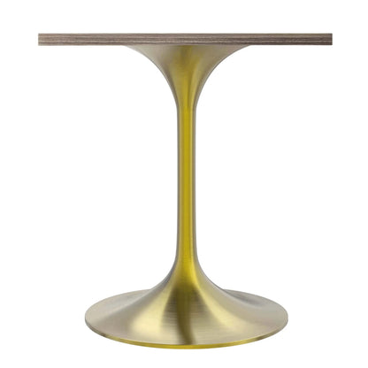 LeisureMod Verve Collection 24"Square Dining Table, Black/White/Brushed Gold Base with Black MDF Top - Elax Furniture