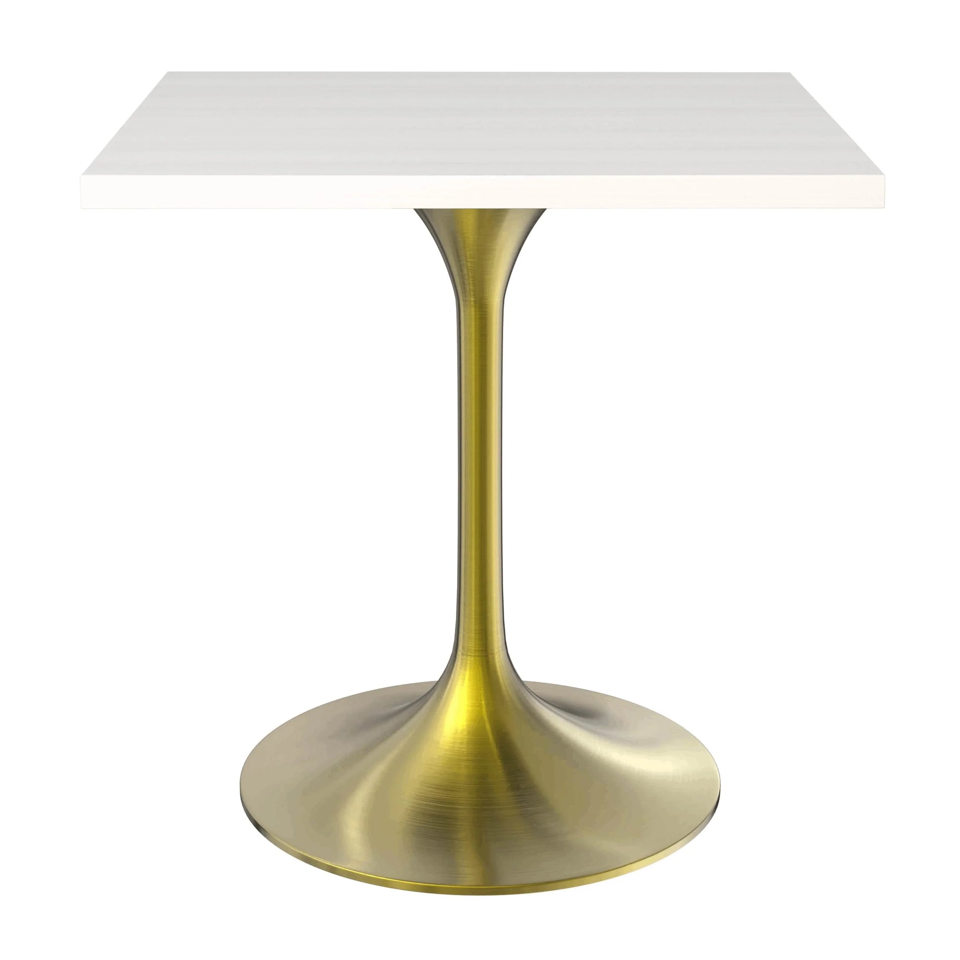 LeisureMod Verve Collection 24"Square Dining Table, Black/White/Brushed Gold Base with Black MDF Top - Elax Furniture