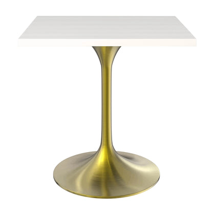 LeisureMod Verve Collection 24"Square Dining Table, Black/White/Brushed Gold Base with Black MDF Top - Elax Furniture